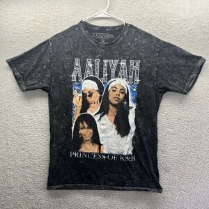 Aaliyah Shirt Womens Small Black Singer Music R&B Tie Dye Princess Active Cotton